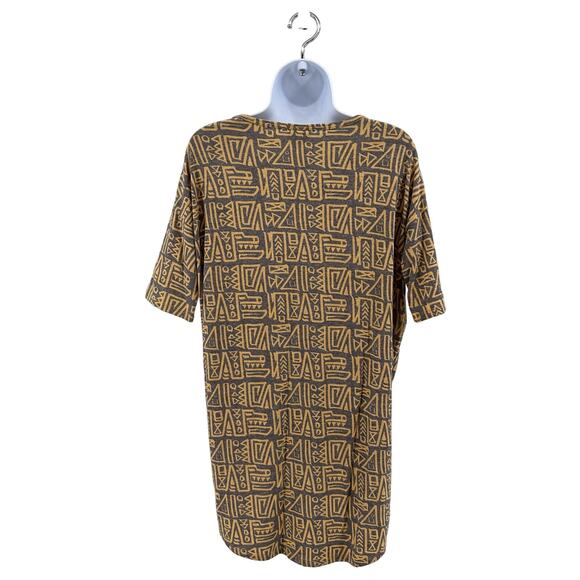 Lularoe Tunic 'Irma' Yellow/Gray Short Sleeve Crew Neck Top WMNS XXS Geometric - Picture 2 of 6